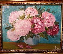 Статуэтка "Peonies oil, cardboard"