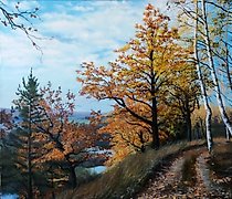 Статуэтка "Autumn Road, oil on can…