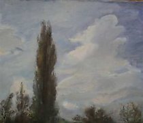 Статуэтка 谁更高！画布，油画。66 x 52 厘米