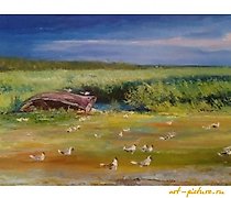 Статуэтка 暴风雨后的油画，画布