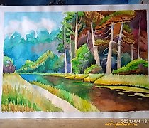 购买 秋天的森林 水彩,纸张