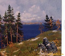 Статуэтка 乌拉尔山脉。石头。画布，油画。