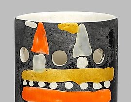 Modern ceramic vessel with a feminine figure by Roger Capron.