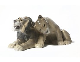 Porcelain figurine "Lion with Lioness" Bing & Grondahl