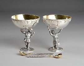 银质奶油杯套装 男孩与女孩