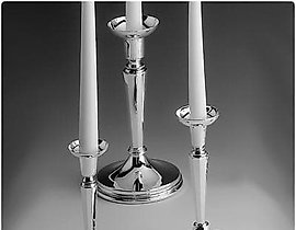Candle holder for one candle 24 cm Navette Silver