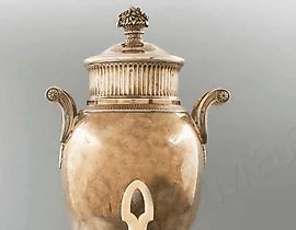 安皮尔风格的水壶，Puiforcat，法国巴黎，19世纪，银制，骨嵌件