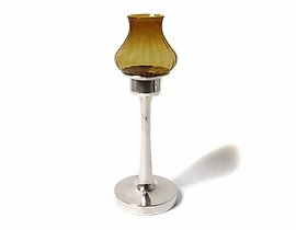Candle holder. Glass, 830 silver. Sweden, 1974.