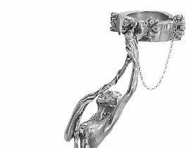 红酒瓶托架，银制