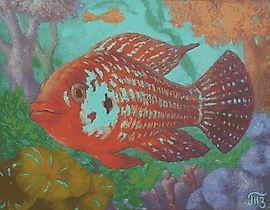 The translation of "большая красная рыба" into English is "big red fish."