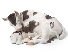 Cow with calf. Denmark, Copenhagen, Royal Copenhagen.