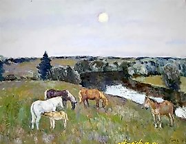 "By the Dnipro. Canvas, oil. 72 x 92 cm"