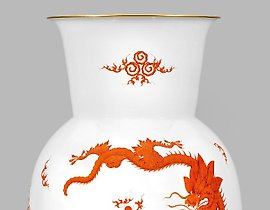 Monumental Art Deco Vase with iron-red decor "Ming Dragon"