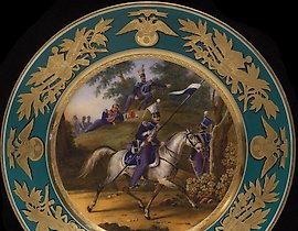 "PORCELAIN PLATE WITH HAND PAINTING '1818 Private of the Ulan Regiment'"