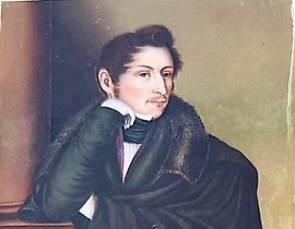 Porcelain plaque. Portrait of Georges Charles Dantès. 1835.
