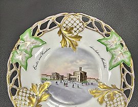 Plate KPM with the architectural landscape of Görlitz Kaisertrutz 1856