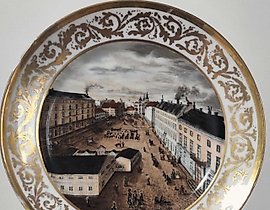 A plate with an architectural landscape, first quarter of the 19th century.
