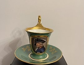 Cup with saucer featuring Frederick the Great
