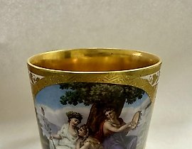Cup porcelain polychrome miniature Vienna 1799.
