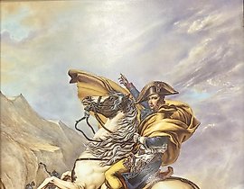 Фарфоровый пласт с живописной миниатюрой «Бонапарт на перевале Сен-Бернар»