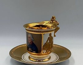 带有腓特烈大帝肖像的杯碟，KPM 1870年