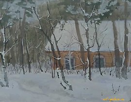 House in the Forest. Watercolor. 17 x 25 cm.