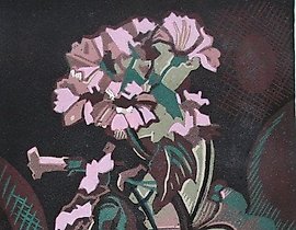 Bouquet. Color linocut. 45x30 cm.