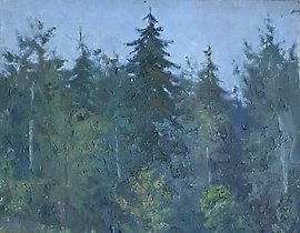 In the forest. Canvas, oil. 53 x 44 cm.