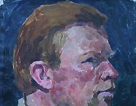 Study for the painting "Amateur Performance". Cardboard, oil. 43 x 32 cm.