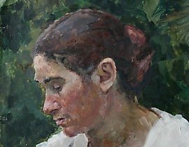 Study for the painting "Dairymaids." Cardboard, oil 41 x 35 cm.