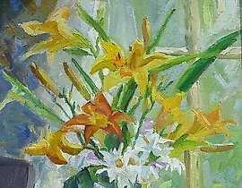 On the veranda. Canvas, oil. 60 x 40 cm.