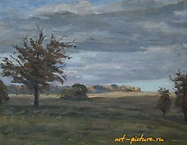 橡树。纸板，油画。35 x 50 cm