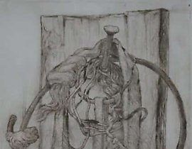 "Things from the old house. Drypoint. 24 x 18 cm."