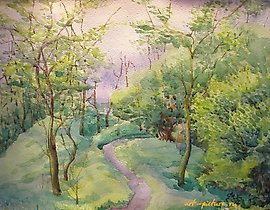 在南方公园，纸张，水彩画