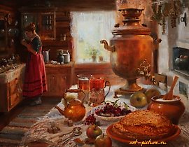 "Vacation in the countryside. Oil, canvas."