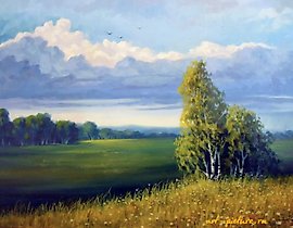 The translation of the text "Перед бурей масло, холст" into English is "Before the storm, oil on canvas."