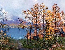 在基什蒂马的边缘。油画，画布。