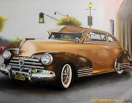 复古汽车 1 油画，画布