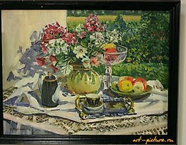 "Flowers and fruits, canvas, oil"