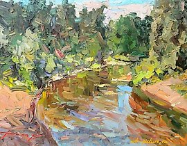 早晨在博罗夫卡河 油画，画布