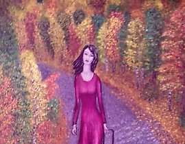 The translation of the text "Дорога холст, масло" into English is "Road canvas, oil."