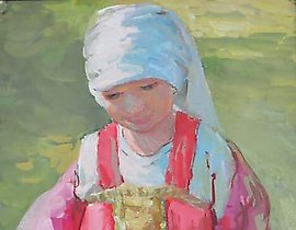 The girl in the red sundress. Paper, watercolor, gouache.