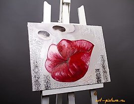 Pop Art style. "Reaction" Oil, canvas, decor. Coated with acrylic varnish.