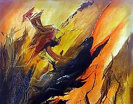 火焰语言 油画、画布