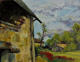 The translation of the text is: "Non-residential house acrylic, canvas."