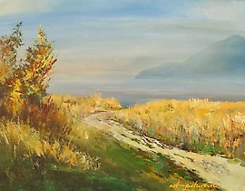 "View of Volzhsky Utyos, oil on canvas."