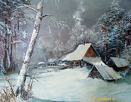 Зимний вечер масло,холст