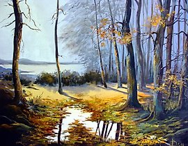 秋季橡树林 油画，画布