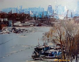 The translation of "Вечерняя Самара масло, холст" into English is "Evening Samara oil, canvas."