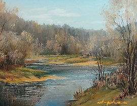 "Spring landscape oil on canvas"